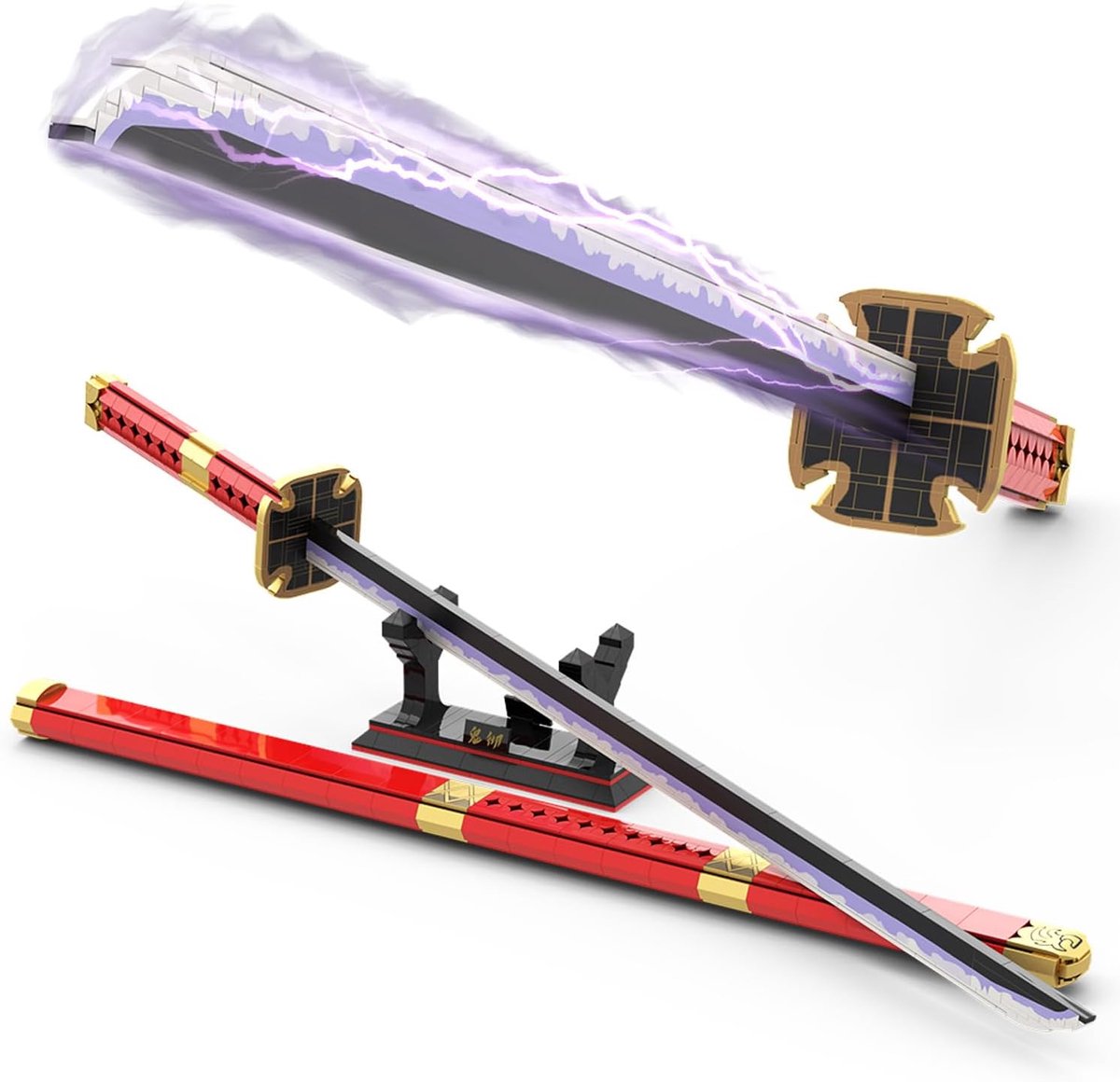 Kitetsu Anime Zwaardbouwpakket, 39 inch Katana met Schede en Standaard, Ideaal voor Cosplay, 790 Stukjes - Makkelijk in Elkaar te Zetten en Tentoon te Stellen