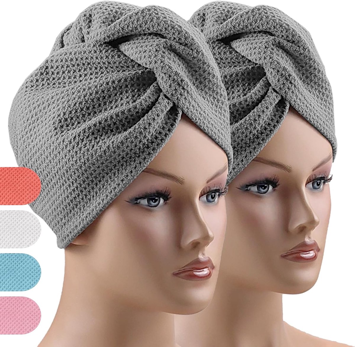 Handdoek met knoop, 2 stuks, microvezel handdoeken, sneldrogende handdoek, tulband, dames, hoofdhanddoek, badtextiel, cosmetica
