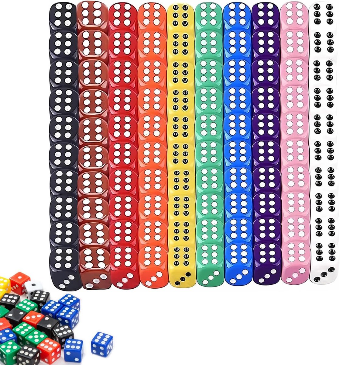 100 stuks Zeszijdige Dobbelstenen Set, Gekleurde Dobbelstenen voor Schaak Kaartspellen Lesgeven
