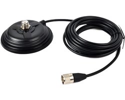 HF/VHF/UHF-antenne-magneethouder 4,3 inch (110 mm) basis met 5 m (16,4 voet) RG58-coaxkabel PL-259 stekker voor UHF Felmale CB Dual Band Mobile Marine Radio Transceiver