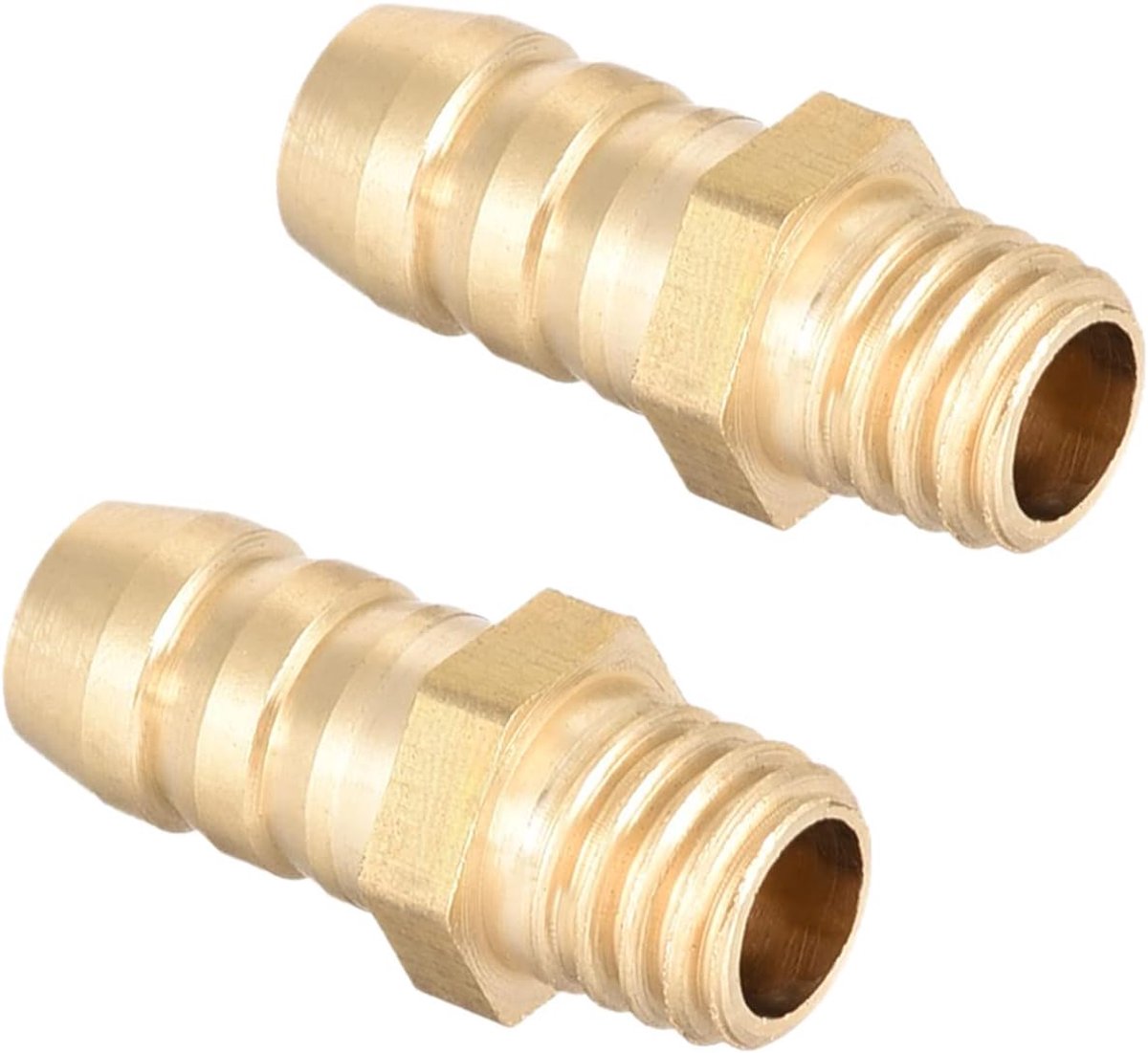 Metrisch M6-1 buitendraad tot 6 mm stekels weerhaken slangaansluiting messing x 2 stuks buisverbinding adapter goudkleurig voor slangaansluiting