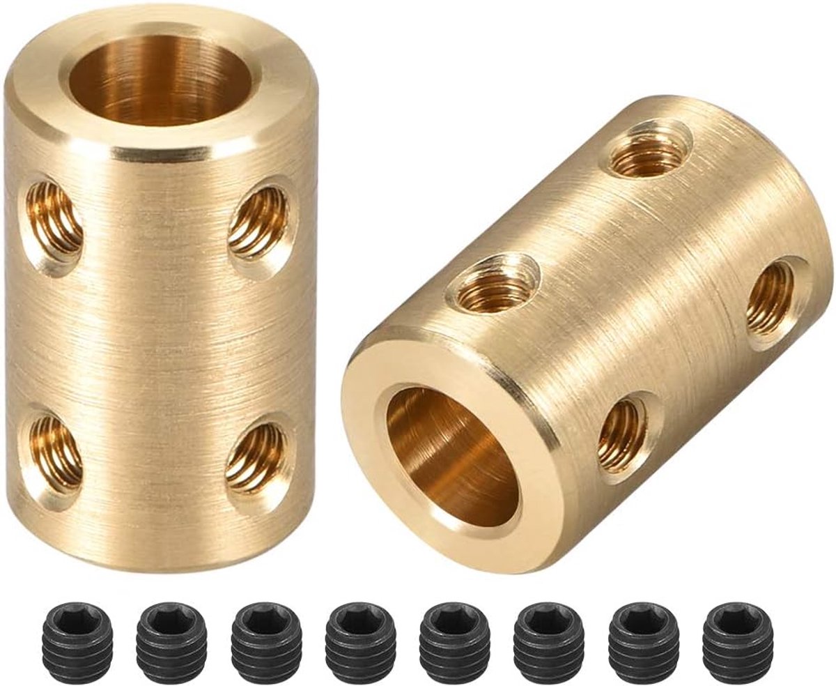 sourcing map schacht koppeling robot motor wiel rigid koppeling 10mm naar 10mm L22xD16 goudkleur 5mm to 8mm Gold Tone 2pcs