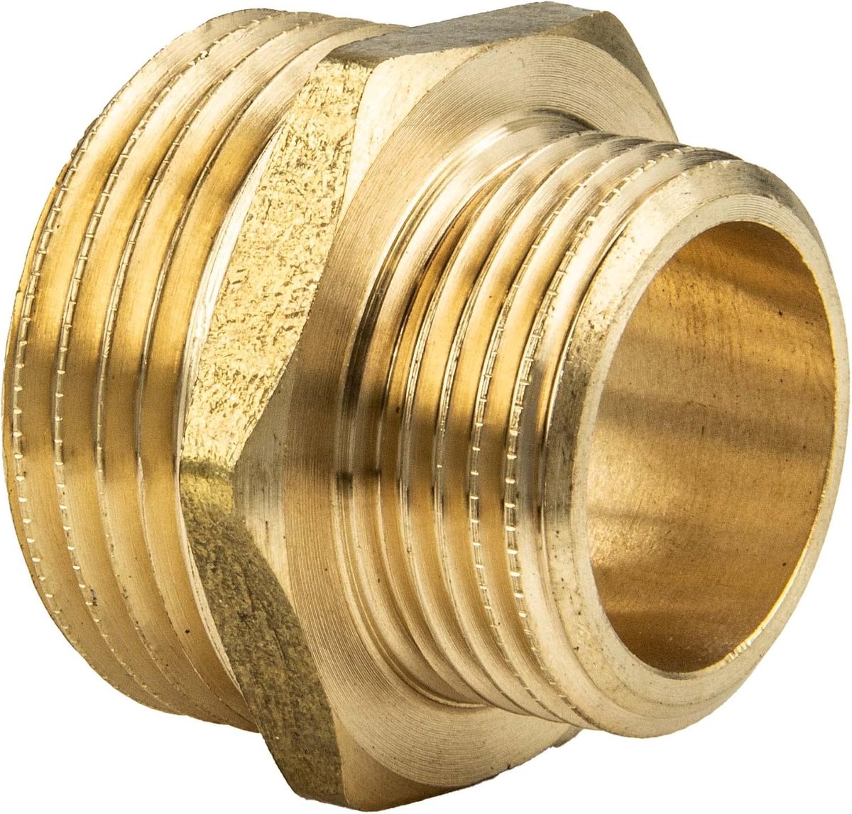 tecuro Dubbele nippel gereduceerd, aan beide zijden buitendraad G 1 x 1 1/4 inch, blank messing CW617N warm geperst, voldoet aan de drinkwaterverordening 50930-6