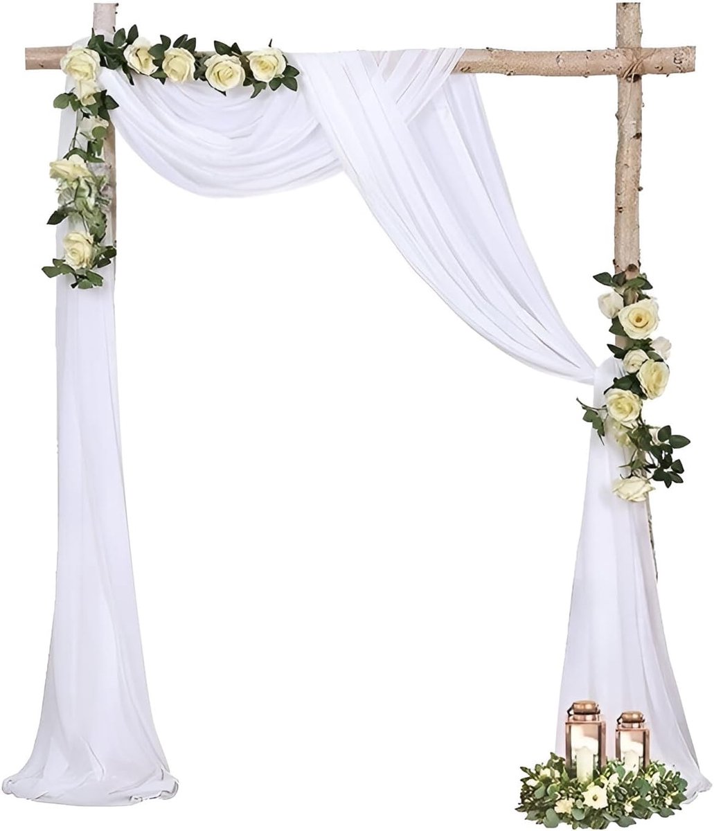 Arch Valance 160 x 800 cm Curtain Chiffon Fabric Curtain White Valance for Window Wedding Arch Decoration Corridor Stage Decoration