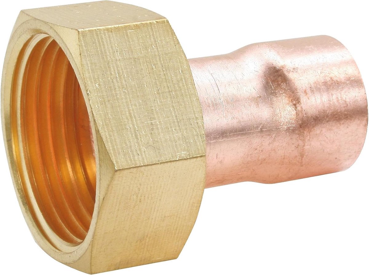 //358-22-20 verbindingsstuk, recht, koper, diameter 22 / moer 20/27, grijs