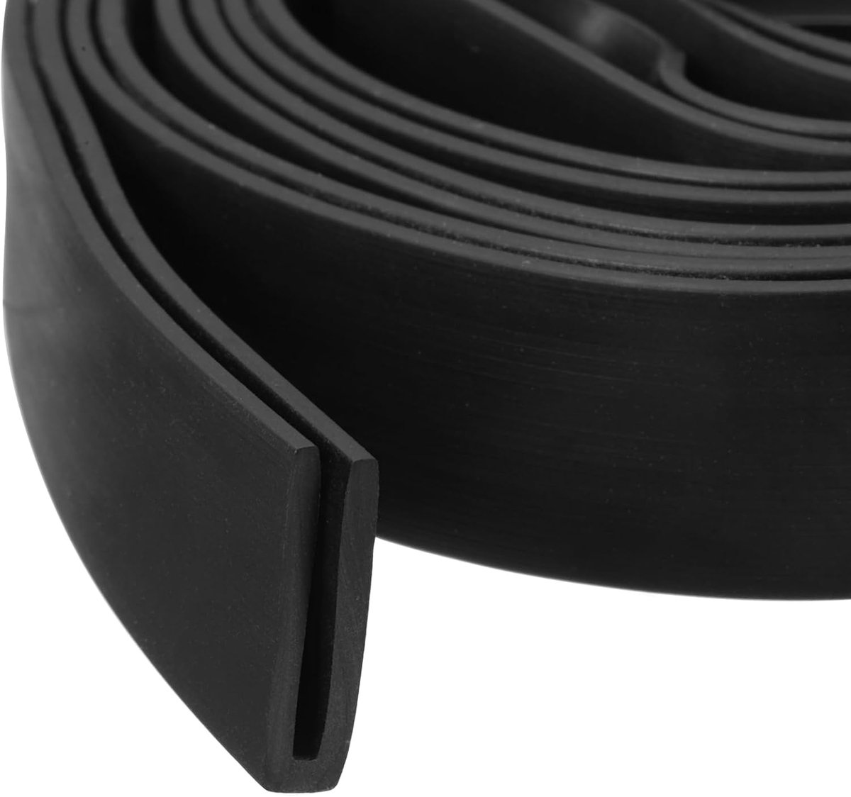U-vormig randprofiel, rubberen beschermstrip van 2 meter lang, geschikt voor randen van 0,5 tot 1 mm dik, (5/32 inch L x 43/64 inch H), zwart