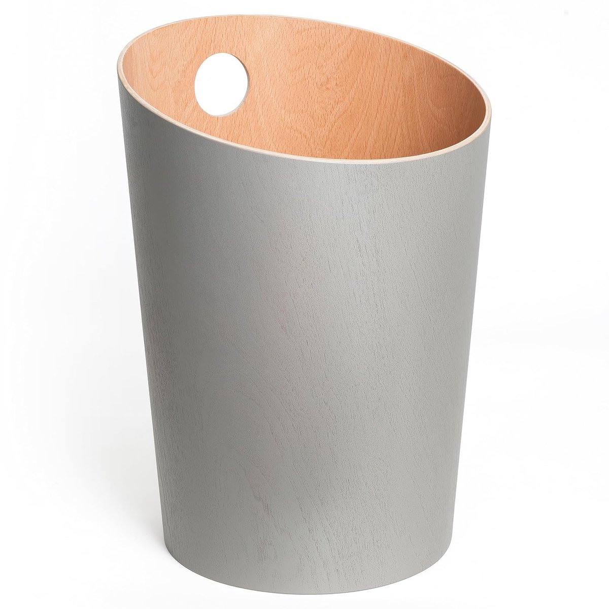 Design Papiermand 'Bennet' | Unieke Prullenbak voor Kantoor, Slaapkamer, Kinderkamer en meer | Kantoor Papiermand van Echt Houtfineer | Grijs (licht)