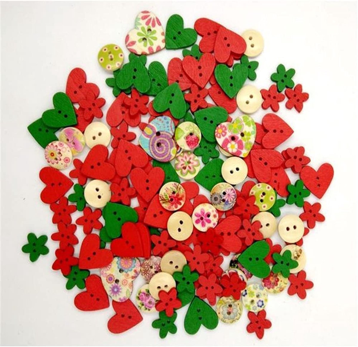 100 Stuks/Verpakking Houten Knoop 2 Gaten Knoop voor Naaien Knutselen DIY Werken Decoratie