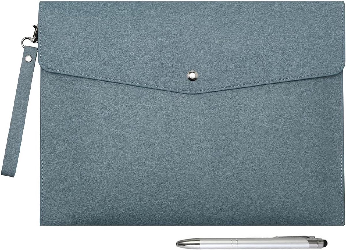 A4 Kunstleren Envelop Documentenmap Multifunctionele Papierwaren Tas - Portfolio Bestand voor Papier Briefpapier Organizer Tablet Hoes PC Mouw Zakelijk Kantoor School (Lichtblauw)