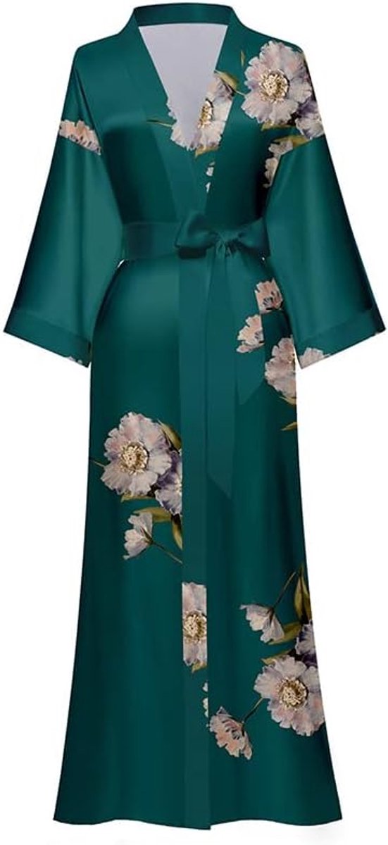 lange satijnen kimono, zijdeachtige badjas met bloemen, ochtendjas voor bruidsmeisje, One Size | Zijdeachtige badjas voor bruidsmeisjes, bruiloft, vrijgezellenfeest, ochtendjas
