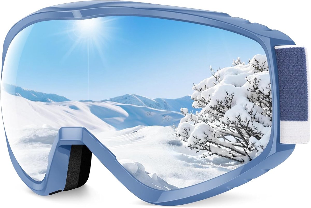 Skibril voor dames en heren, jeugd en tieners, snowboardbril over bril, compatibele helm, anti-condens uv-bescherming, antireflectie skibril, voor skiën, snowboarden