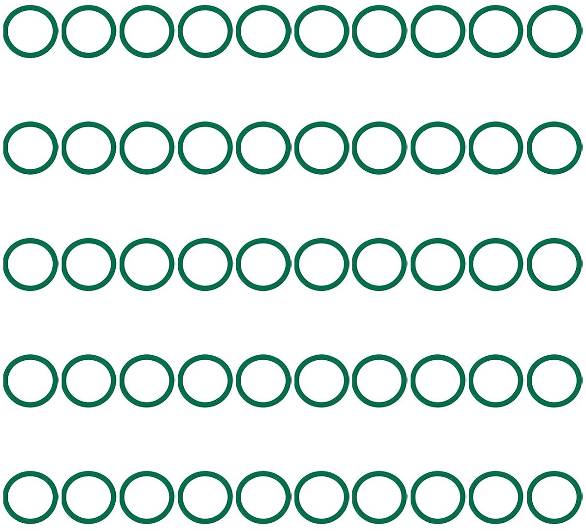 O-ring van gefluoreerd rubber, 15 mm OD, 12 mm ID, 1,5 mm breedte, 50 stuks afdichting, Fkm metrisch, vervanging voor hydraulische slangen, kranen, groen