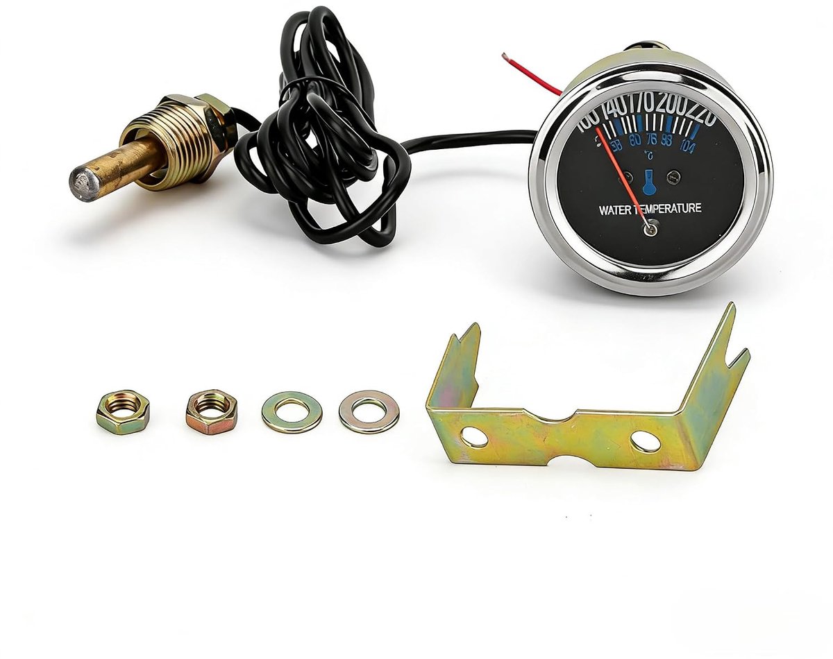 Watertemperatuur Temp Meter Gauge 38-104℃ 12V Geel Licht 283 Massey Mechanische Temp Gauge Marine Mechanische Temp Sensor 12V