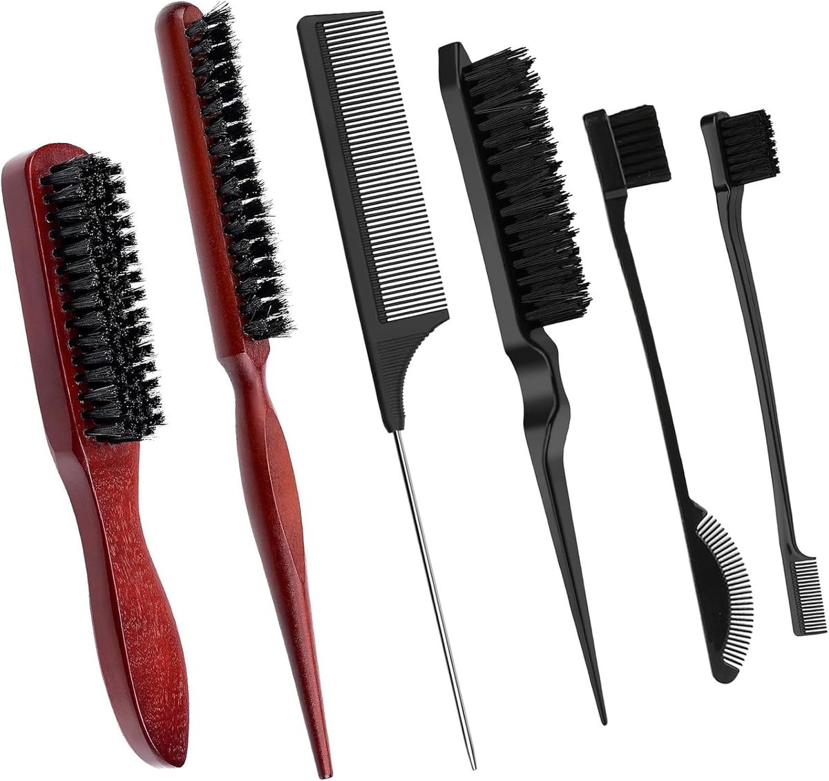 5 stuks modieuze slanke borstels, slanke vlechtborstel, golvend droog haar, slanke borstel, haarborstel, slanke look, wenkbrauwkam met golfvorm, voor dames, heren, kinderen en kappers