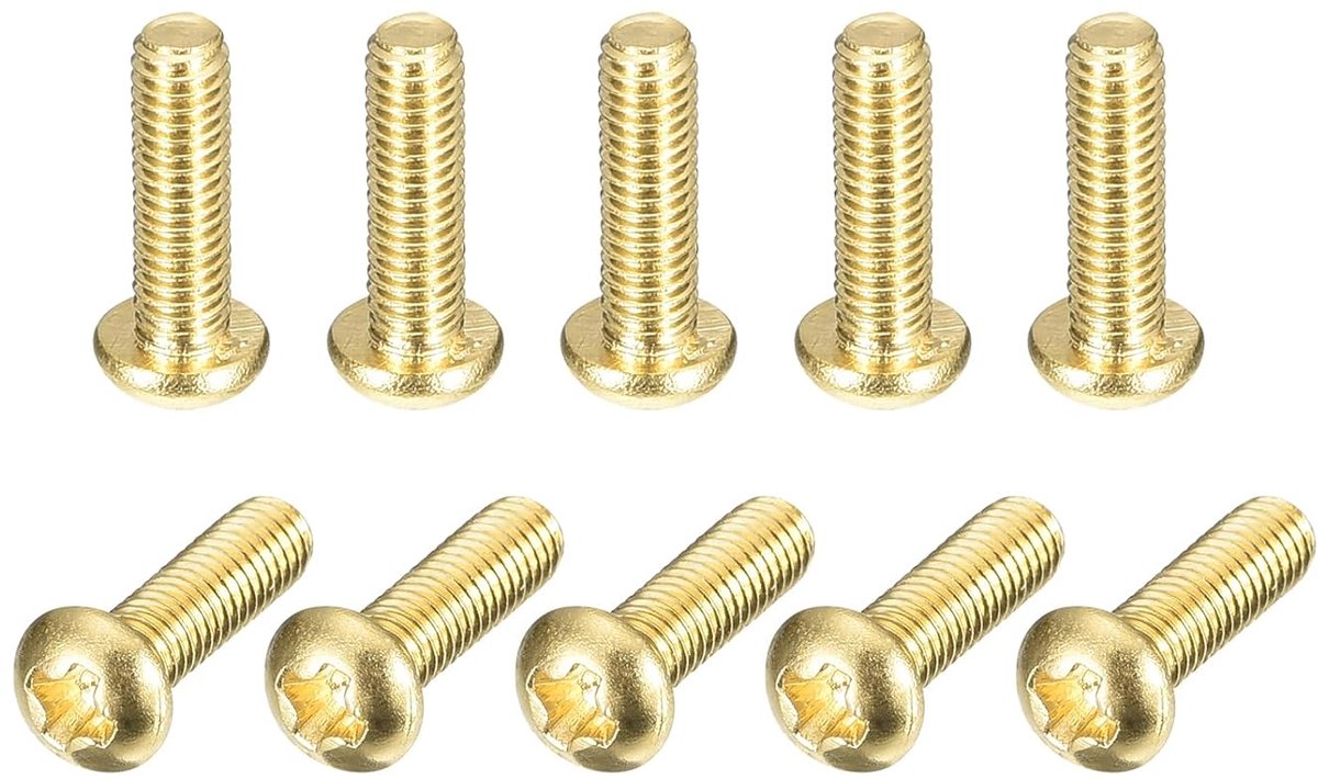 Machineschroeven van messing, M3 x 10 mm, kruiskop, Phillips bevestigingsschroeven voor meubels, kantooruitrusting, elektronica, 12 stuks