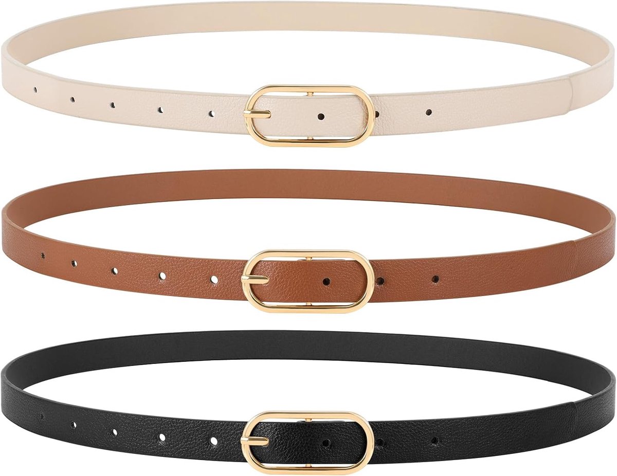 3 stuks dames skinny leren riem voor jurk broek jeans dames dunne taille riem jurk riem met gouden gesp