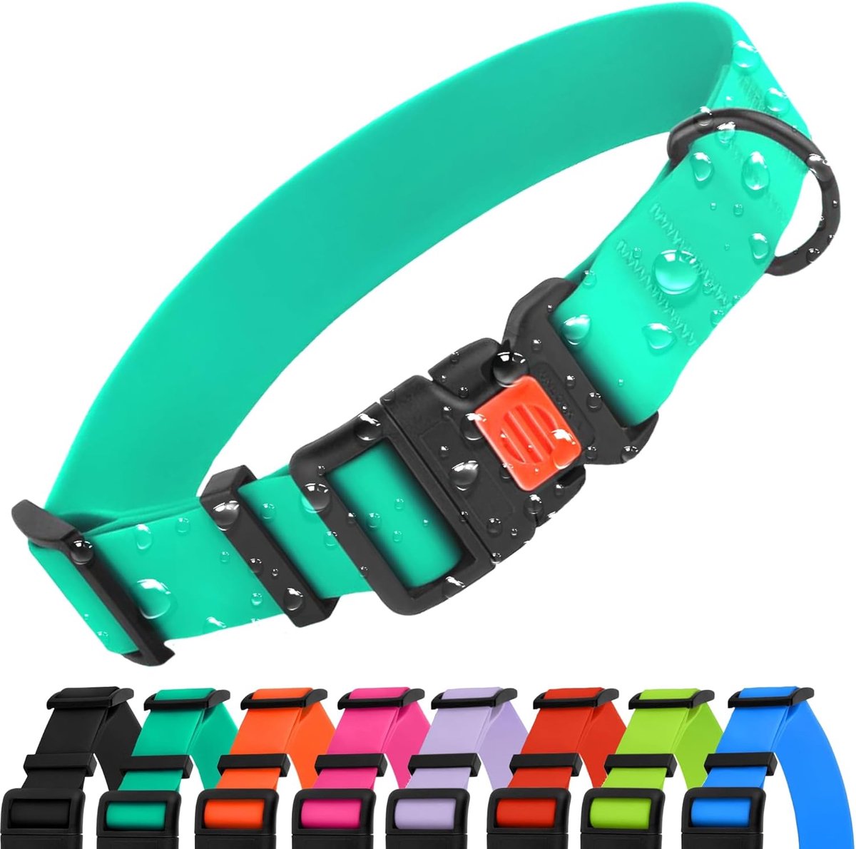 Verstelbare hondenhalsband kleurrijke waterdichte halsband voor kleine, middelgrote, grote honden, puppy's, roze, zwart, blauw, mintgroen, oranje