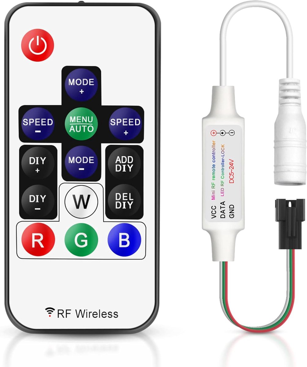 led afstandsbediening en RGB led-controller, DC 5 V-24 V, 14 toetsen, mini-afstandsbediening RF voor ledstrip, WS2811, WS2812B, droomkleur
