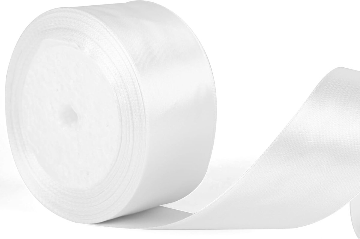 50 mm breed wit lint, verdikt lint voor trouwauto's, 5 cm dik wit lint, gebruikt voor cadeauverpakkingen, haaraccessoires, boeketdecoratie, decoratie voor trouwauto's, cadeauverpakkingen voor taarten