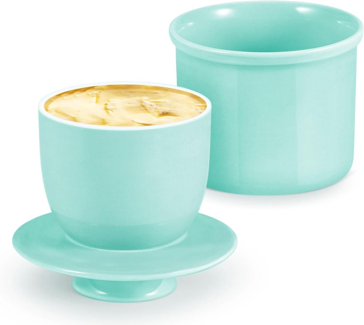 Porseleinen boter Crock Keeper - Franse schotel met deksel, tafelblad spreidbare zacht en zoet water verzegelde houder, café retro collectie boerderij decor (blauw)