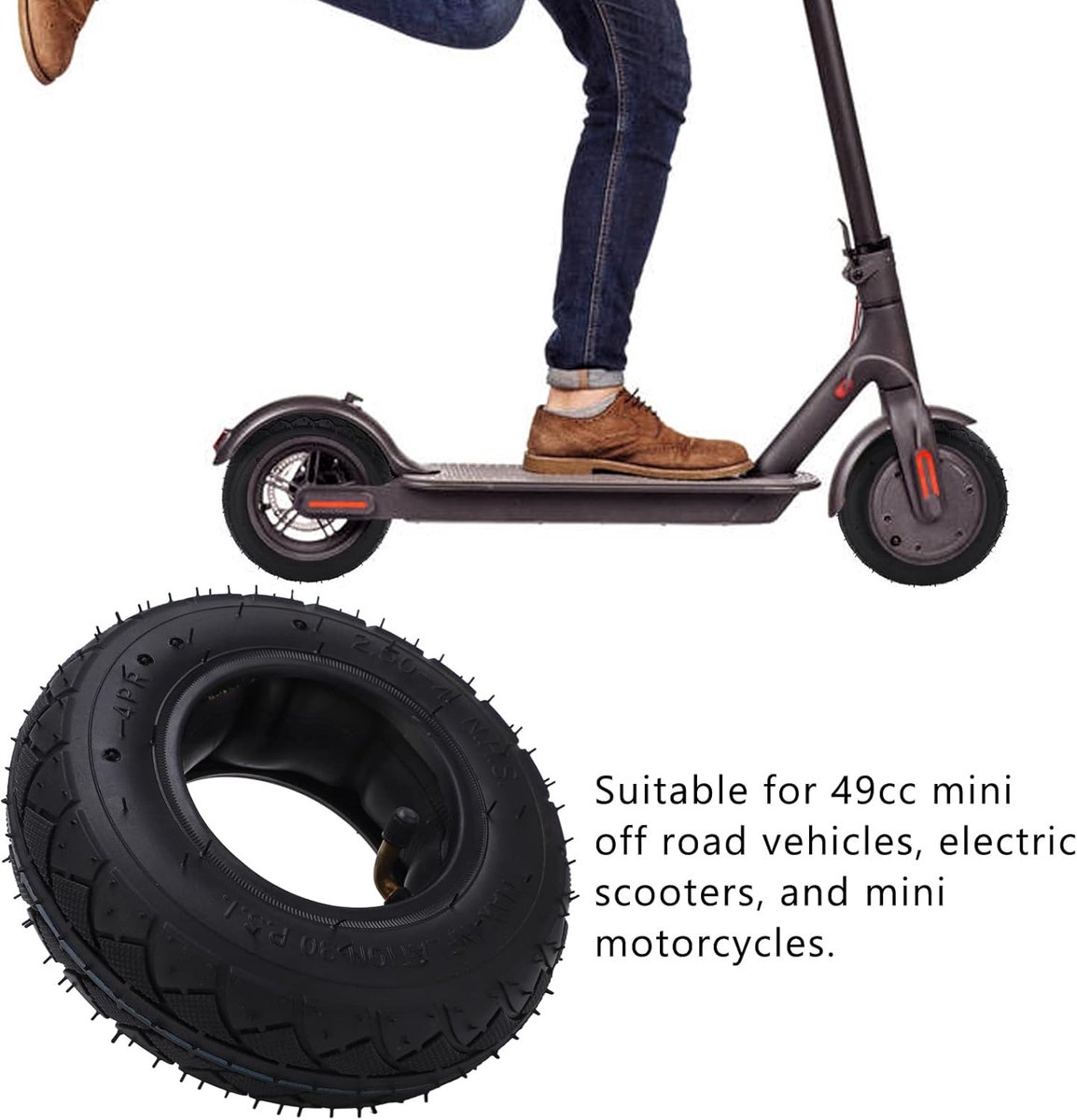 2.50-4 binnenband van de band, rubber anti-veroudering 2.50-4 binnenste buitenband Duurzaam voor scooter
