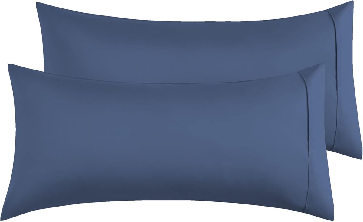Kussenslopen van Microvezel 50 x 90 cm, Set van 2, Zachte Effen Kussenhoezen met Envelopsluiting - Blauw