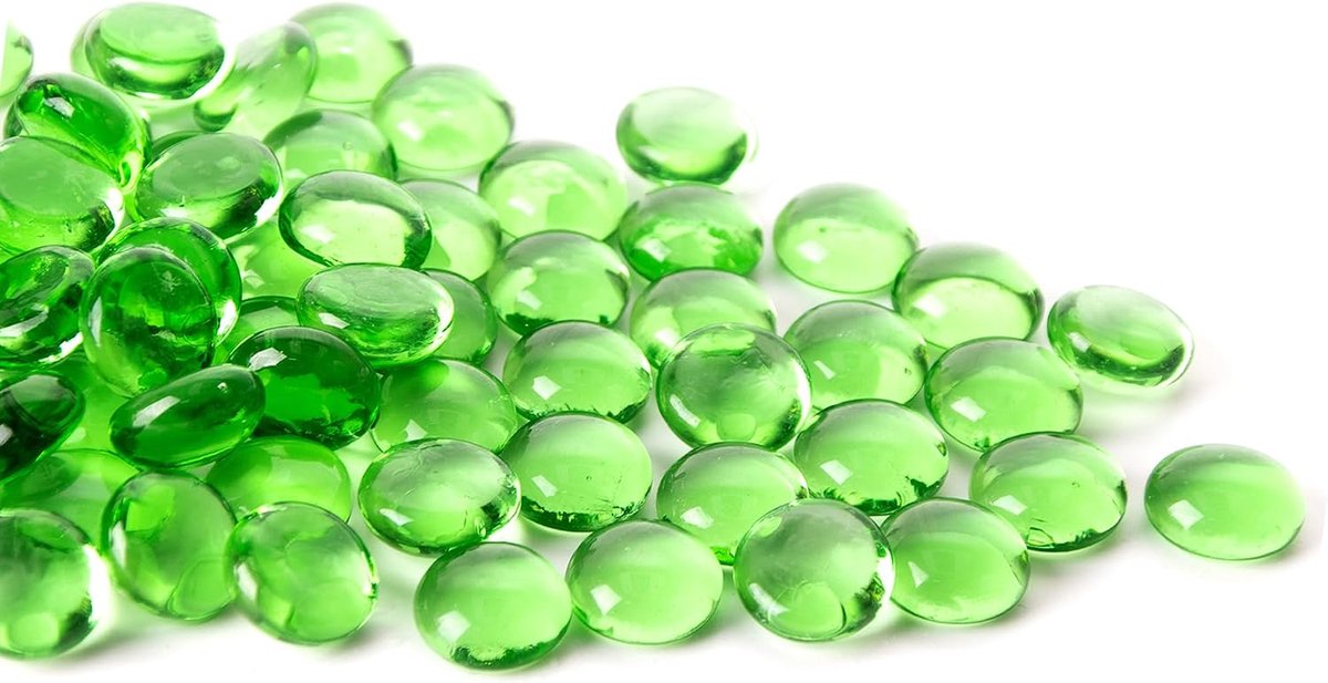 50 stuks mini-glazen edelstenen, groene mancala-stenen, platte bodem, marmeren kralen voor thuis, decoratieve kunsthandwerk, vazenvulling (1,3 cm ~ 1,8 cm)