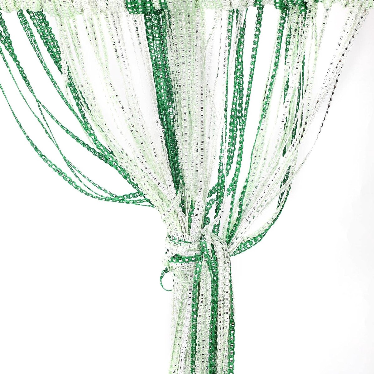 Draadgordijn, draadgordijn, glitter, wit, 100 x 200 cm, wandgordijn, etalagedecoratie, decoratief gordijn, ruimteverdeler, vliegenbescherming voor bruiloft, café, restaurant (groen-wit)