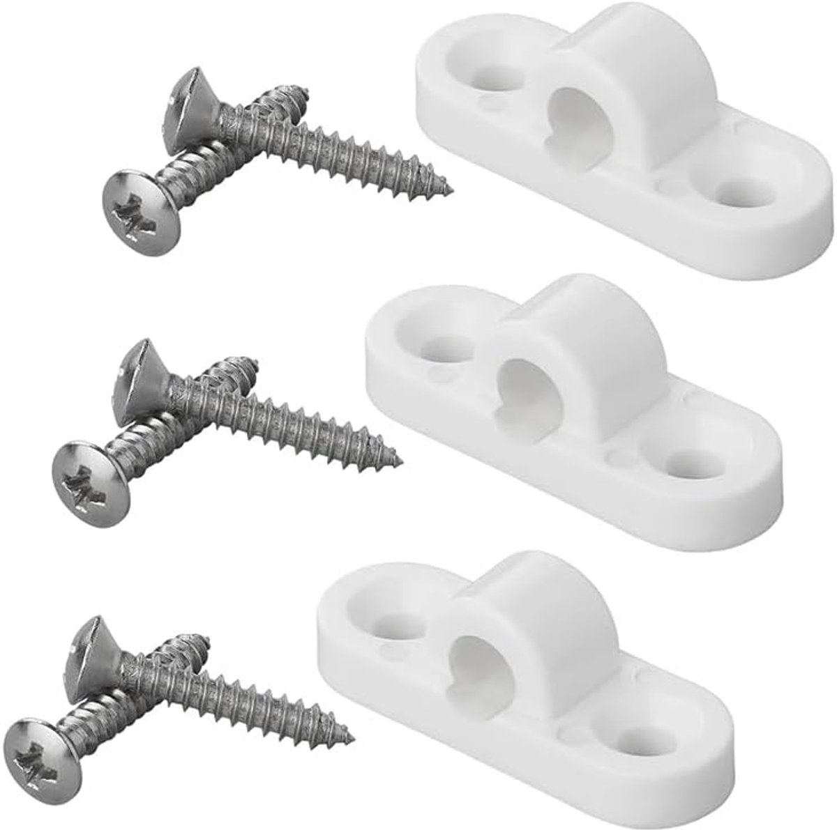 3-12 kunststof voortentogen, wandogen, verticaal of horizontaal voor caravans, campers, tent-oog, camping, wit, inclusief schroeven, 3 stuks, horizontaal