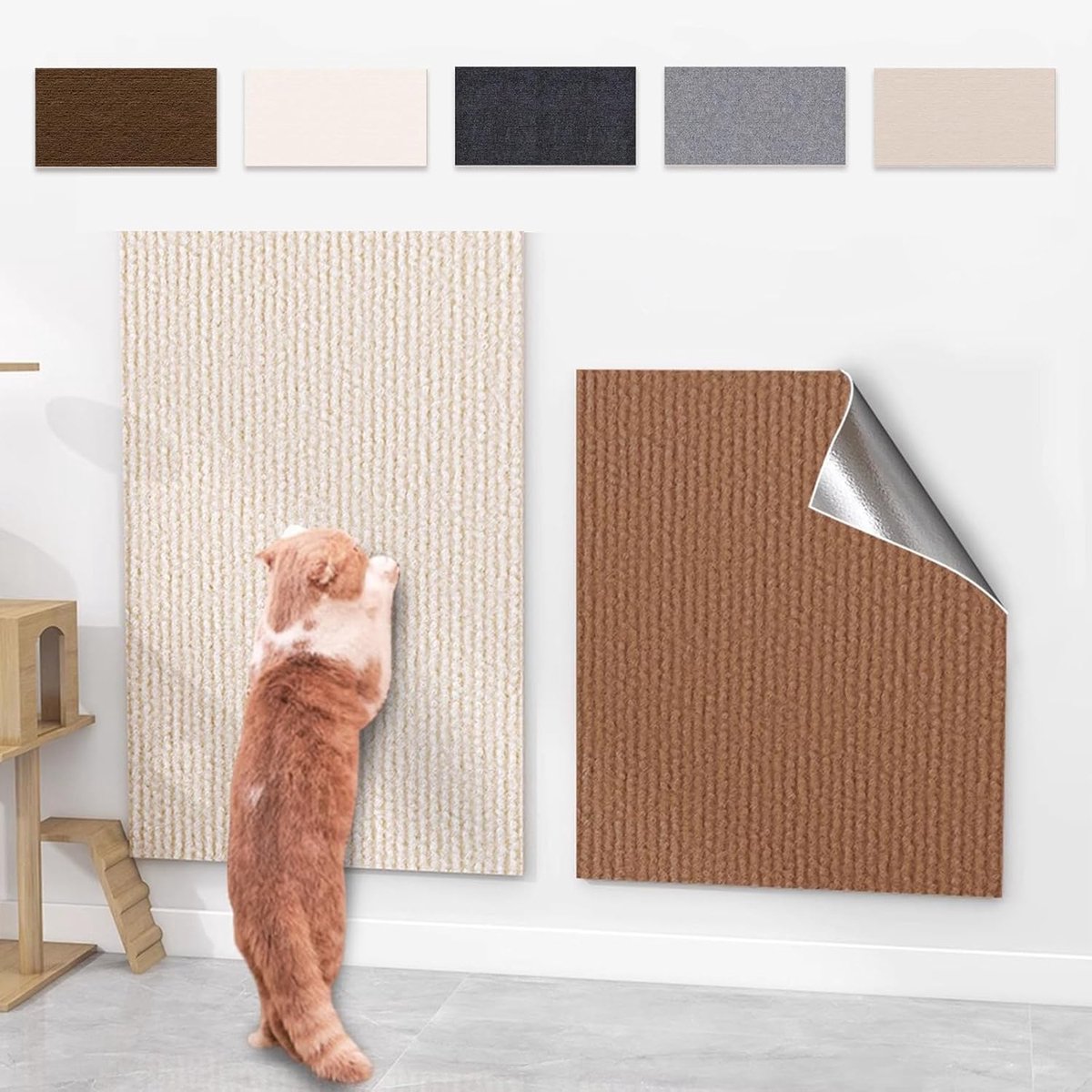 kattenkrabmat, krabpaal voor katten, doe-het-zelf klimtapijt, trimbare kattenkrab meubelbeschermer pad voor wandbank (donkerbruin, 40 x 100 cm)