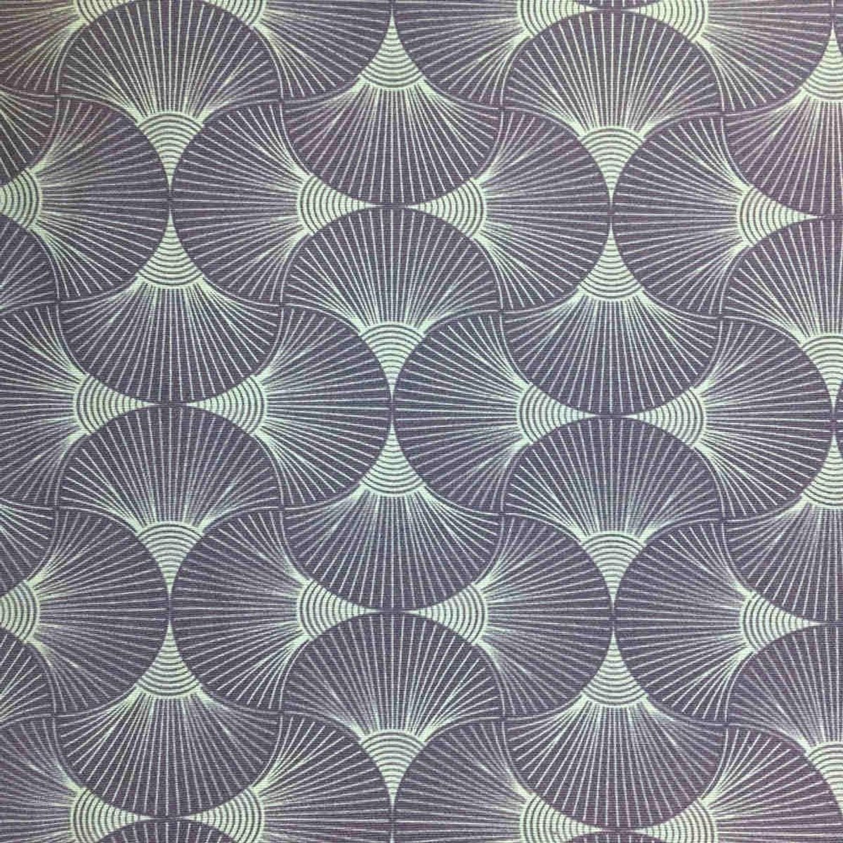 Stof - Bedrukt canvas stof - Afmetingen: 100 cm lang x 280 cm breed | Japanse geometrische. Fans - Blauw, lila