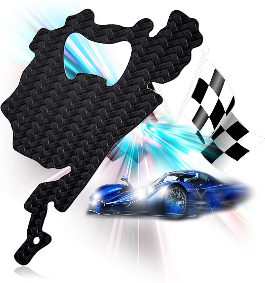 Racetrack, flesopener van koolstofvezel met sleutelhanger, accessoire voor barkeepers, bierflesopener voor thuis en de keuken, baruitrusting