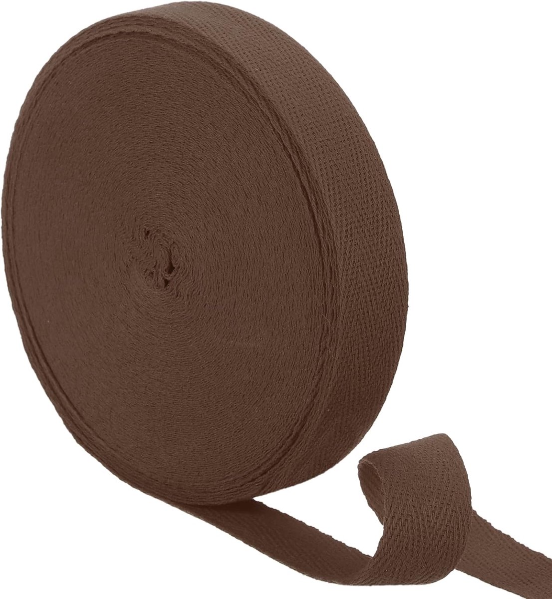 23 Iarde twill lint van katoen, 3/4 inch visgraatlint voor kleding, naaien, knutselen (bruin)