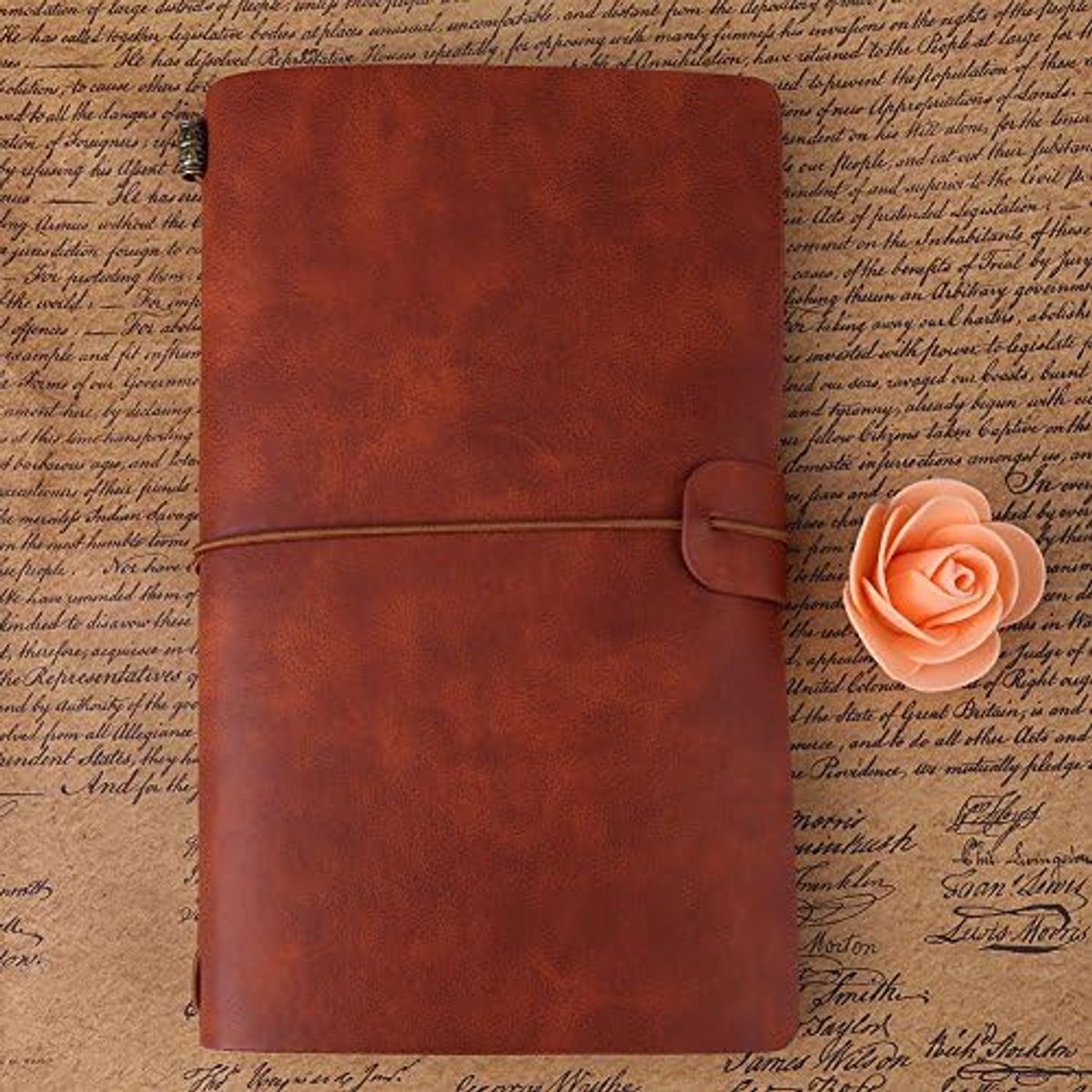 reisnotitieboek, PU-leer, gepersonaliseerd dagboek, navulbaar notitieblok voor mannen en vrouwen, 5 kleuren optioneel (bruin)