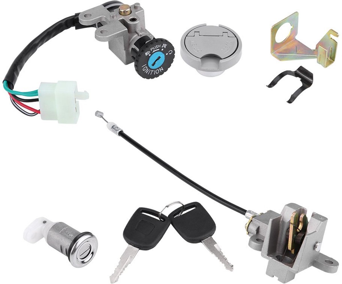 Contactslot Sleutel Set, Contactslot Key Lock Gas Tank Cap Set voor GY6 50cc Jonway Taotao Roketa Scooter Bromfiets Fiets