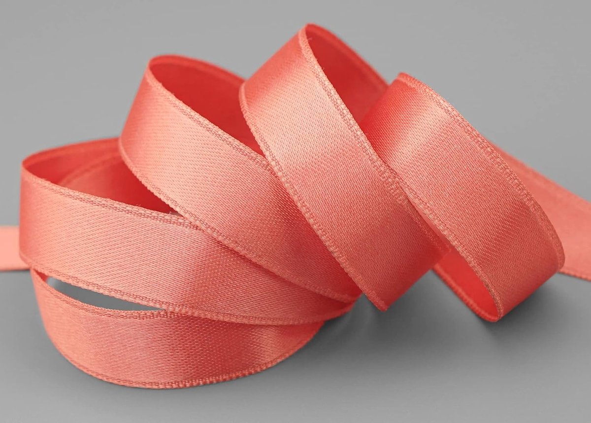 25 m x 15 mm satijnband TERRAKOTTA Koraal (508) dubbelzijdig lint van satijn zonder draad, zacht en glanzend, geschikt als cadeaulint, decoratief band, double face decoratielint, voor