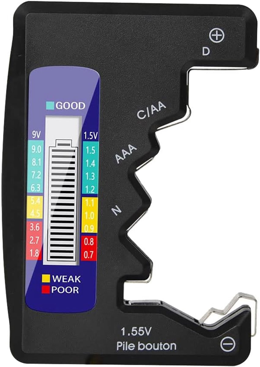 1.5V 9V digitale batterij AA AAA LR44-tester Universele batterijcapaciteitstester Lithiumbatterij Voeding Checker Meetinstrumenten - zwart