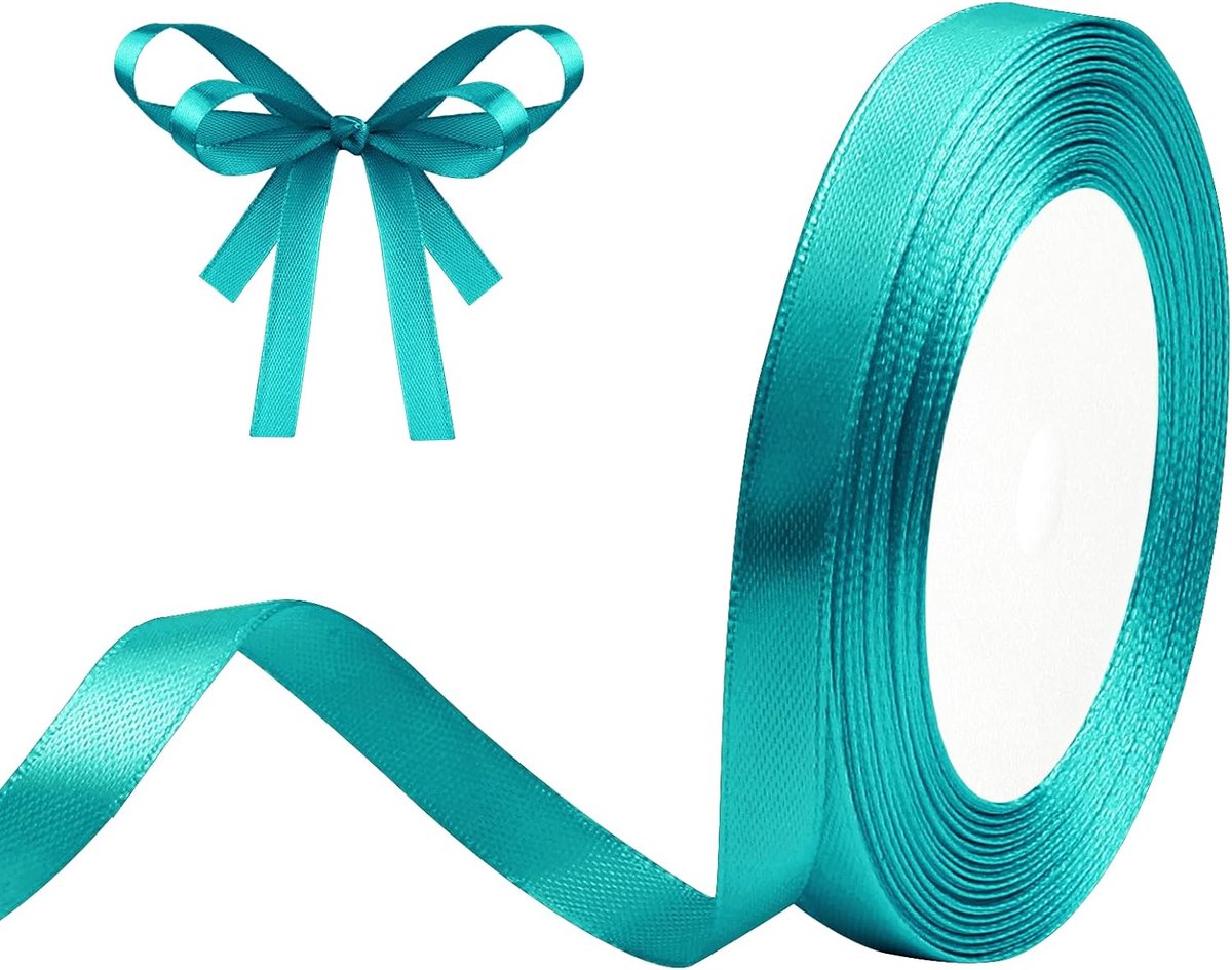 Blauw Satijnlint 10mm x 23m Turquoise Blauw Cadeaulint Satijnlint voor Cadeauverpakking, DIY, Naaien, Bruiloft Decoraties, Kerstdecoraties
