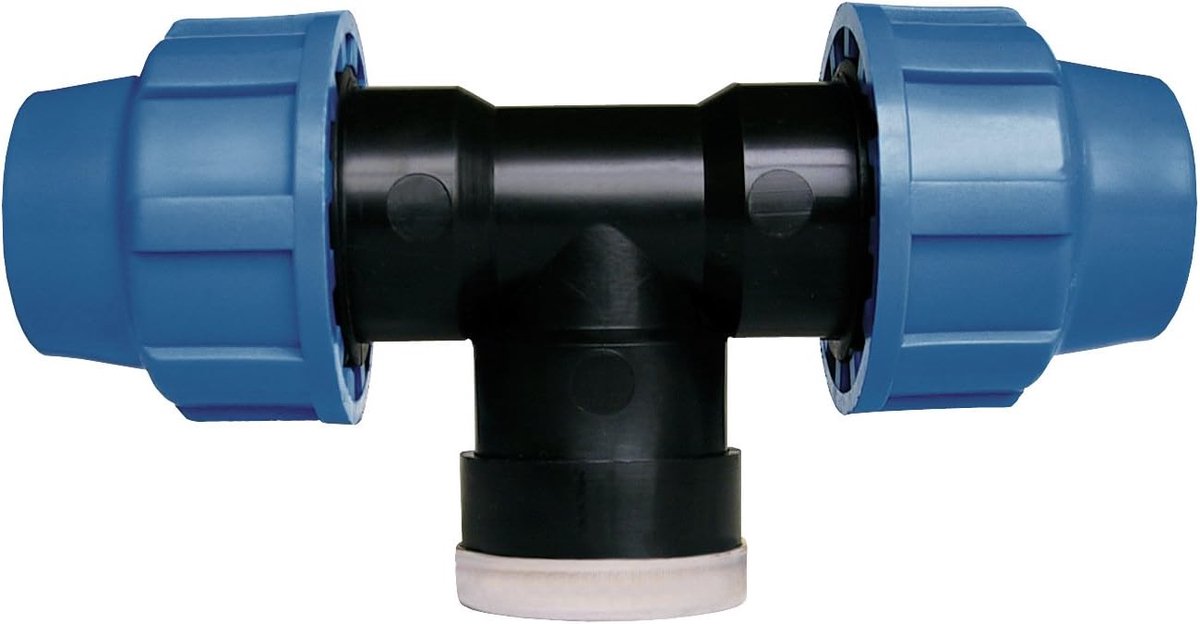 irrigatiesysteem T-stuk PE-buis, Ø 20 mm, 1/2 inch binnendraad, polypropyleen voor koud water 32 mm x 3/4 inch x 32 mm multicolor