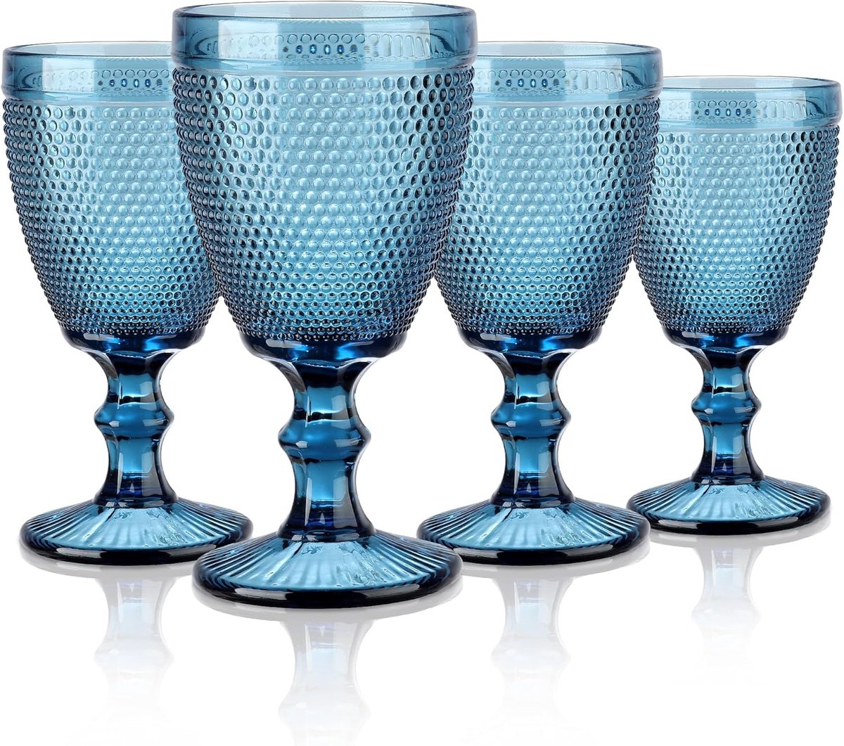 Wijnglazen met reliëf, kleurrijke bokaal glazen wijnglazen set voor wijn sap dranken, set van 4 drinkglazen Retro met voet, vaatwasmachinebestendig