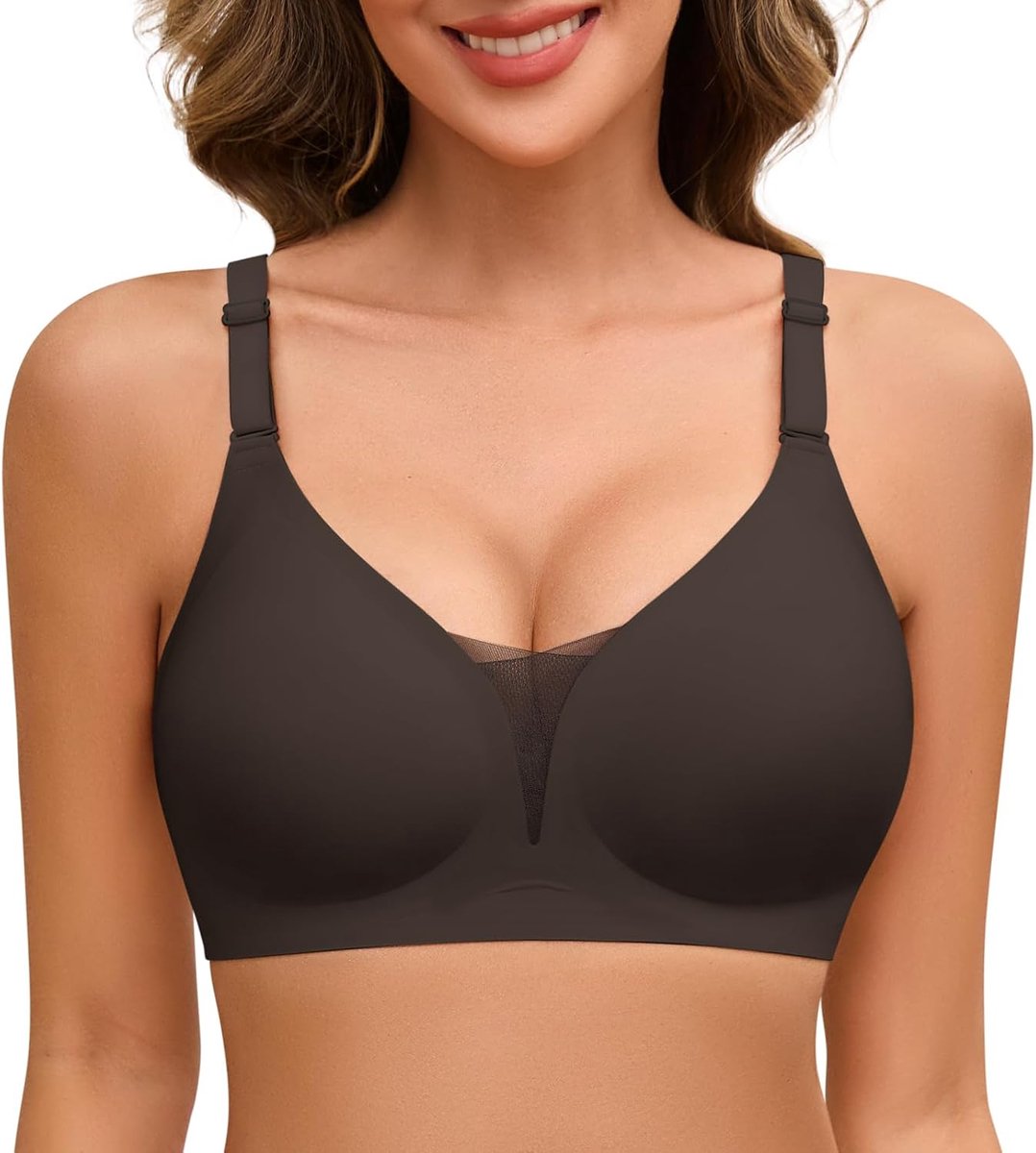 Beha zonder beugel voor dames, naadloos, push-up beha, V-hals, naadloos, comfortabel, verstelbaar, bralette met bekleding
