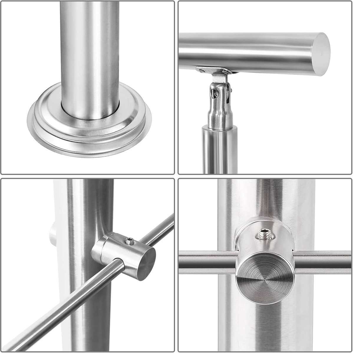 RVS Trapleuning Traphek Balustrade 150 cm - zonder Dwarsstangen - Verstelbare Hoek - Geborsteld RVS 201 - voor Trap Balkon Terras