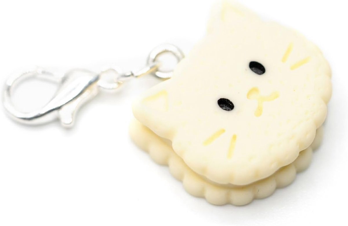 Kattenhoofd bedelhanger bakken koekjes koekjes koekjes licht geel - handgemaakte modesieraden I kettinghanger verzilverd - bedelhanger bedelarmband - hanger voor armband, 18mm, Kunststof