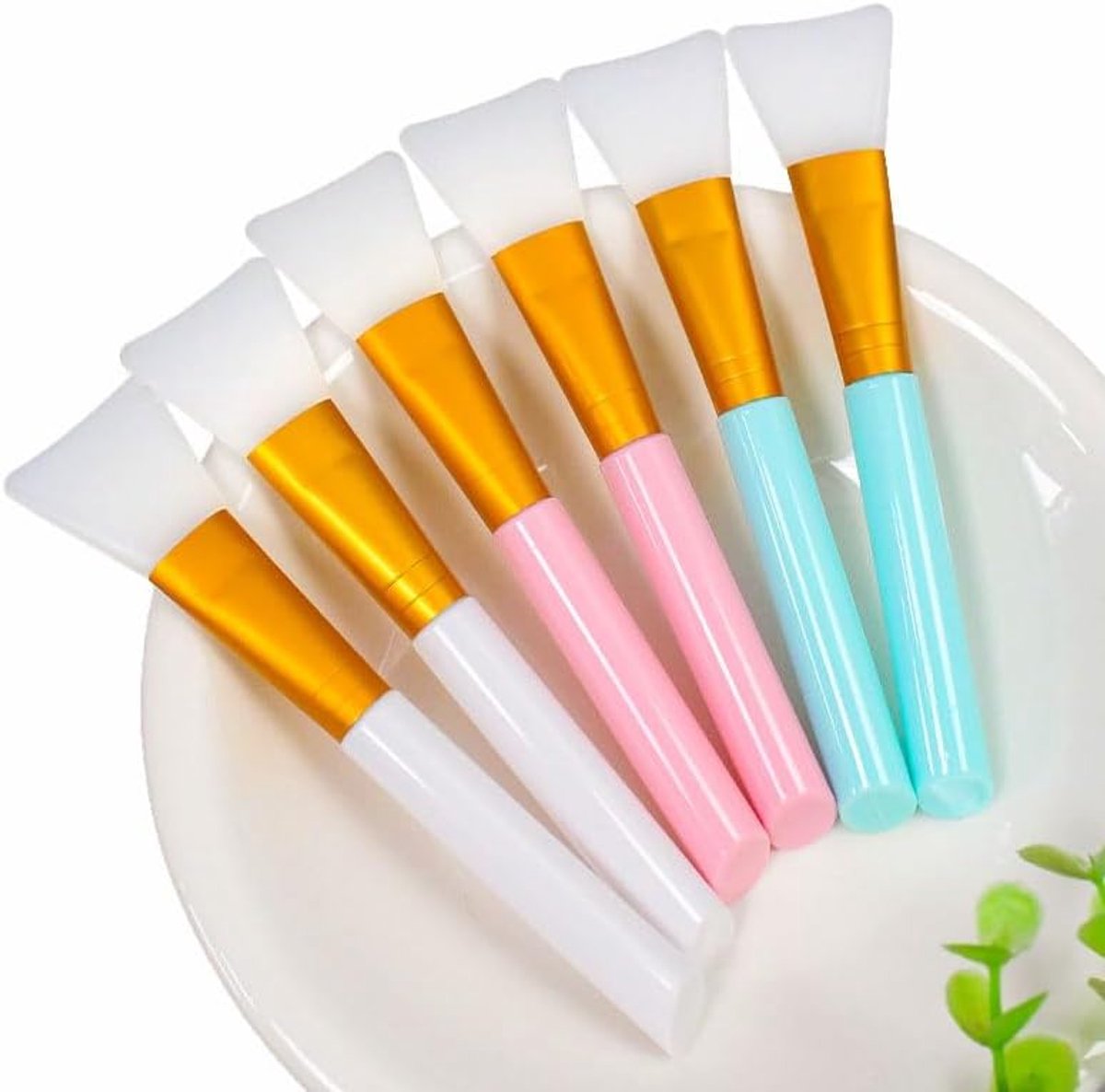 6 stuks siliconen gezichtsmasker make-up borstels, gezichtsmasker borstel spatels, huidverzorging schoonheid applicator borstel, zachte cosmetische modder klei gel crème poeder masker