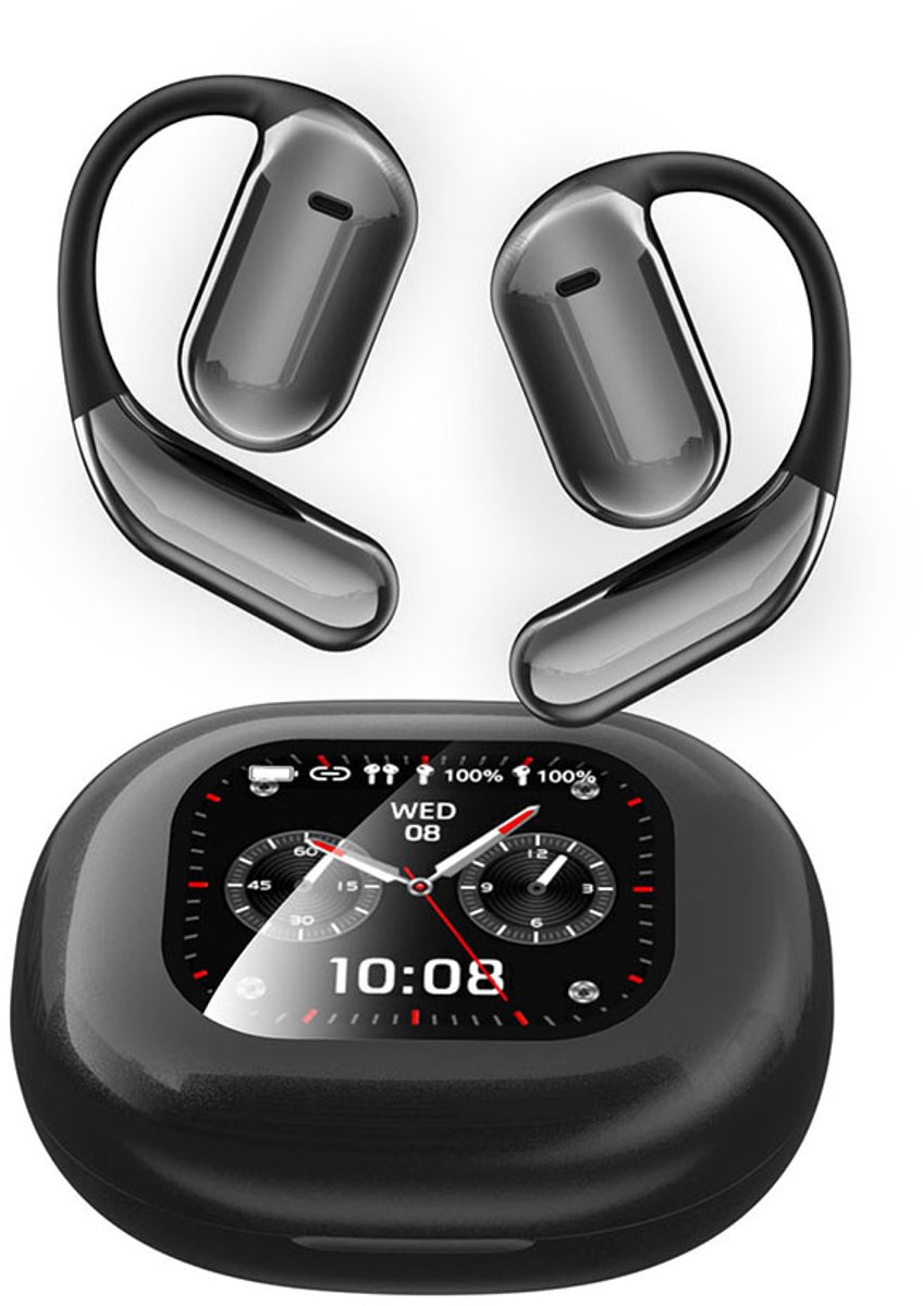 AI Smart Translation oordopjes - Ondersteunt 144 talen - Draadloze Bluetooth oordopjes - LCD-kleurenscherm - Lange batterijduur - Simultaanvertaling - Vergaderingsopname - Geschikt voor reizen, zakenreizen en studie - Stijlvol zwart