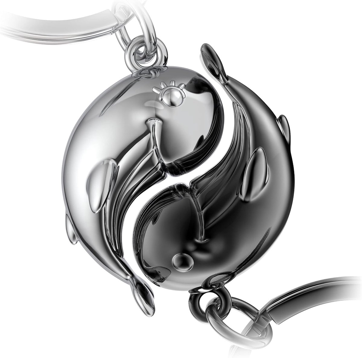 Walvis sleutelhanger voor koppels Moby - walvis geluksbrenger geschenken vriendin of vriend - partner cadeau liefde sleutelhanger voor verjaardag, jubileum geschenken Valentijnsdag, zwart
