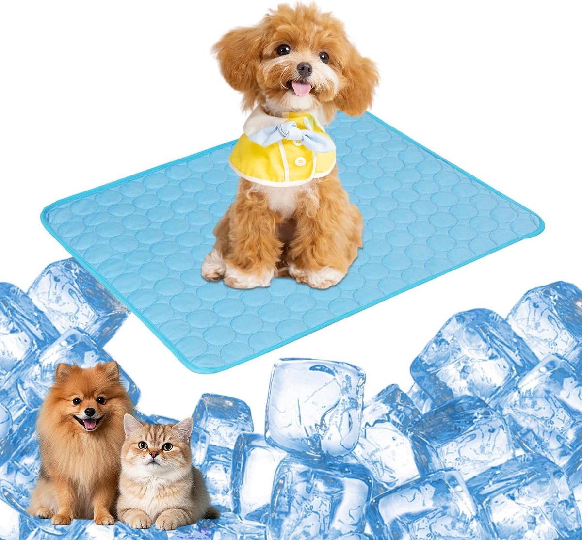 Koelmat voor honden, 62 x 50 cm, koelmat, honden- en katten, huisdier, ijsmat, koelkussen, hondenmat, grote koelmat voor hond, kat en huisdieren