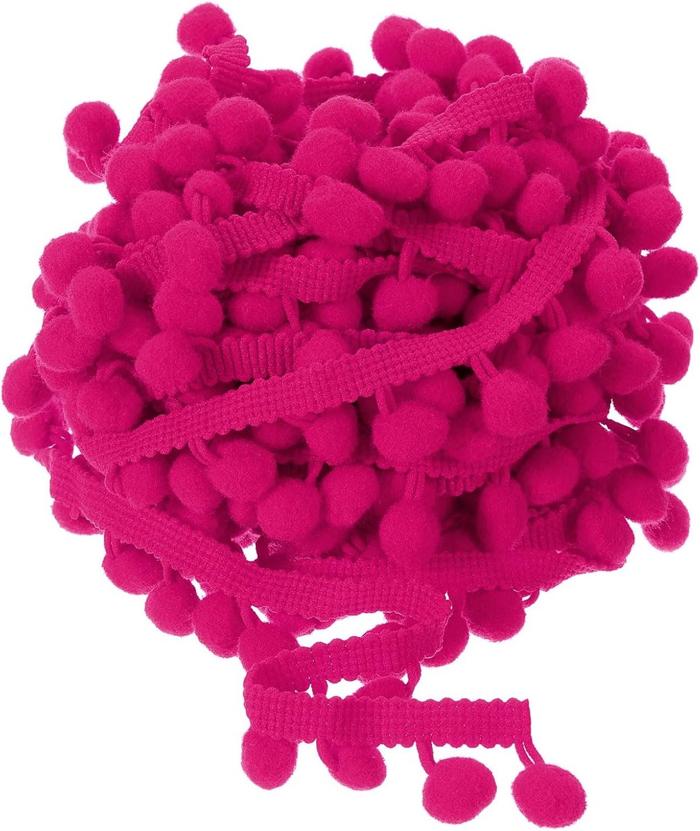 10 yards Pom Pom Bal Fringe Trim, Lint Naaien Accessoire DIY Crafts voor Home Gordijnen Kussendecoratie (12 mm, fuchsia)
