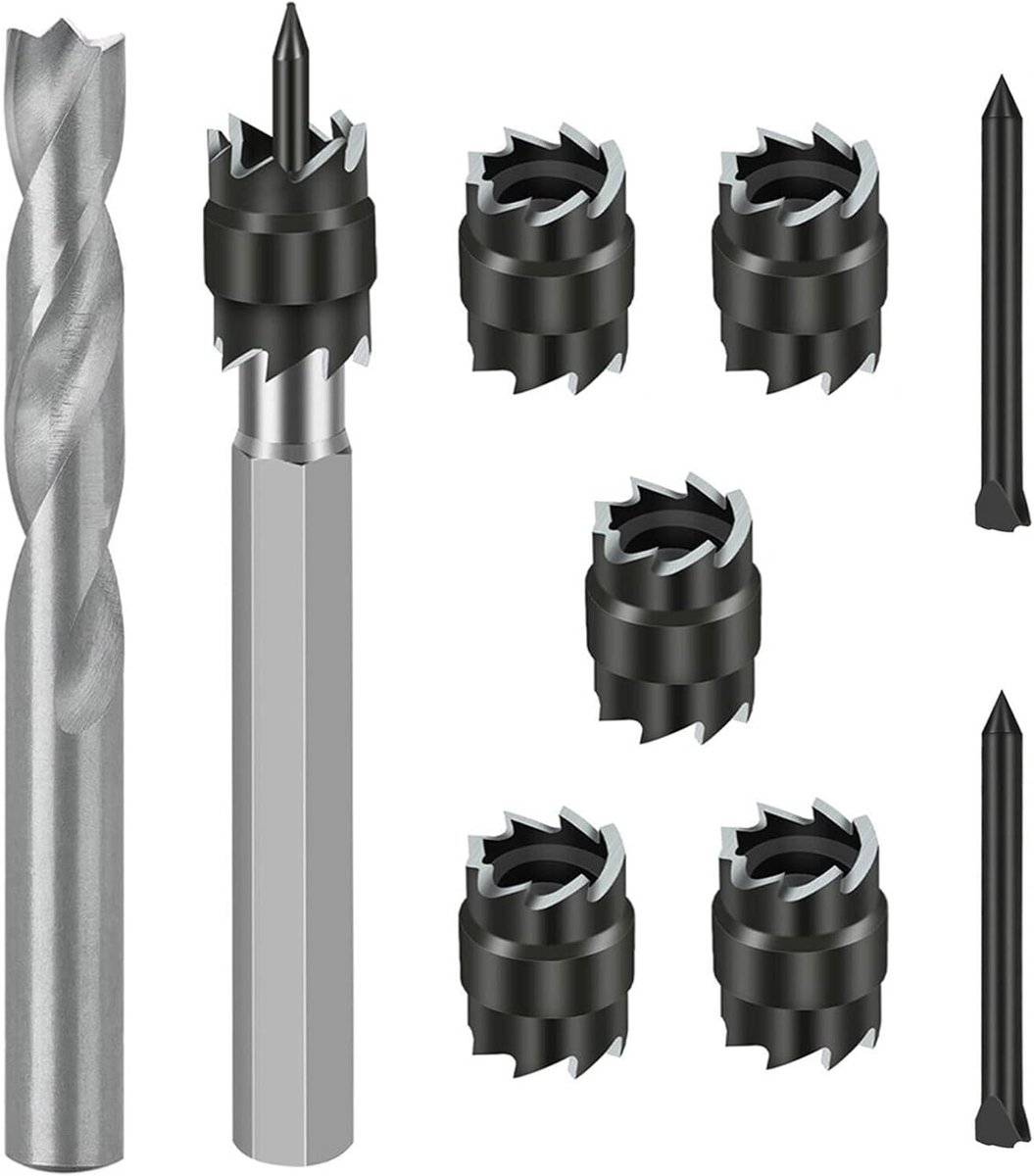 Plaatmetaalgatmaaier, Ponspaneelscheider voor Power Drill Lasauto Body Werkgereedschap, 3/8 Inch Boorbitsgereedschap, 9 Stuks