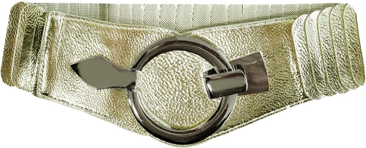Elastische tailleriem voor dames, 6 cm brede heupriem met zilveren ring